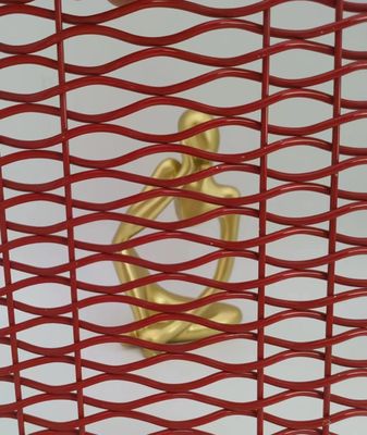 ISO9001 건축물 엮인 금속  Mesh Red Decorative For Room Divider